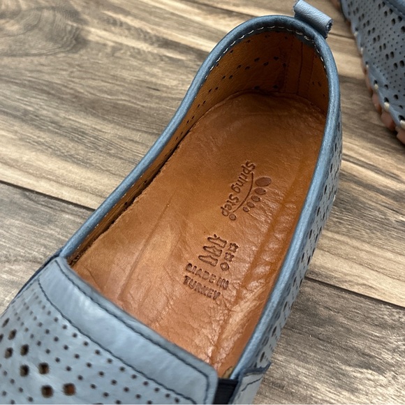 NIB Spring Step Fredia Laser Cut Leather Moc Moccasin Flats Loafer Blue - Picture 10 of 14